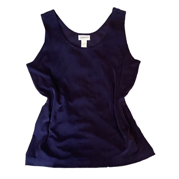 Chico's Travelers Sz 2 (L/12) Slinky Travel Tank Top Shell 249H - Picture 2 of 7